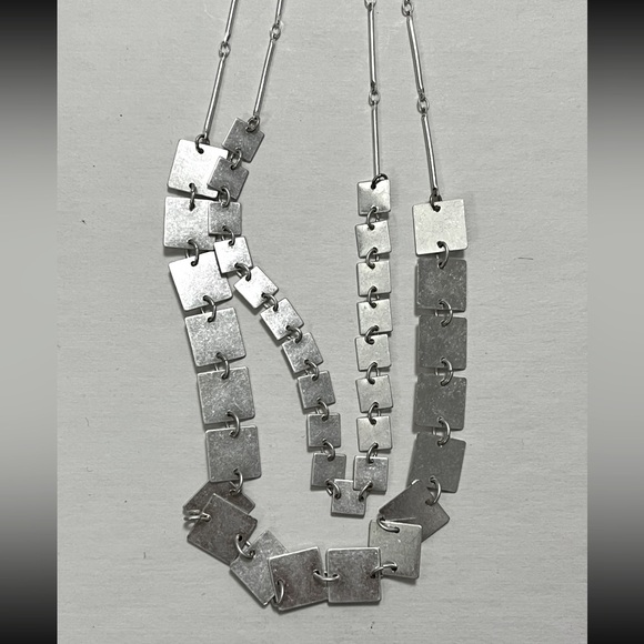 Double layer square disc silver necklace 30” from Anthropologie - Picture 5 of 7
